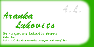 aranka lukovits business card
